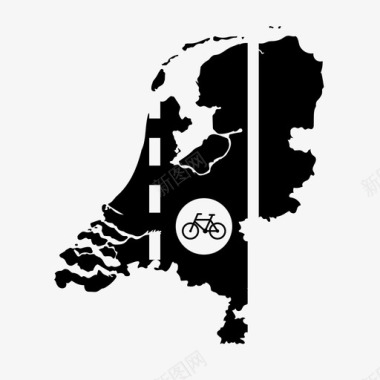 荷兰自行车路线自行车荷兰图标图标