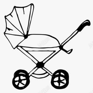 婴儿车儿童粗略的图标图标