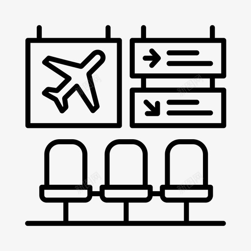 机场离港航班图标svg_新图网 https://ixintu.com 休息室 旅行 机场 登机口 离港 航班