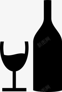酒瓶带酒杯图标图标