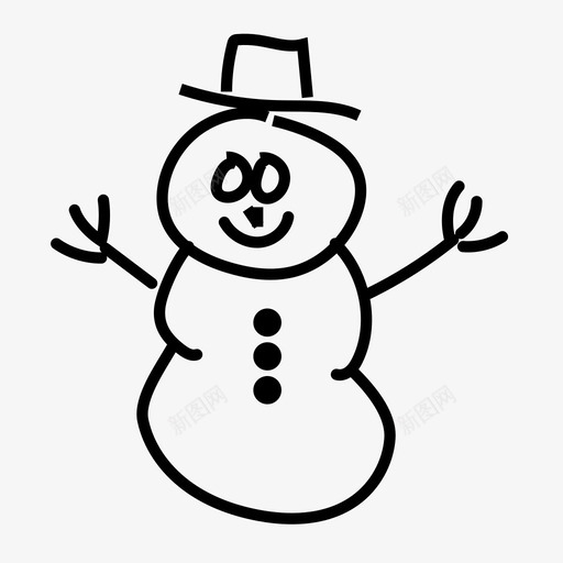 雪人圣诞节手绘图标svg_新图网 https://ixintu.com 冬天 圣诞节 手绘 雪人