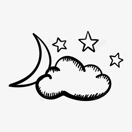 夜云月亮图标svg_新图网 https://ixintu.com 云 夜 手绘的天气 星星 月亮 睡眠