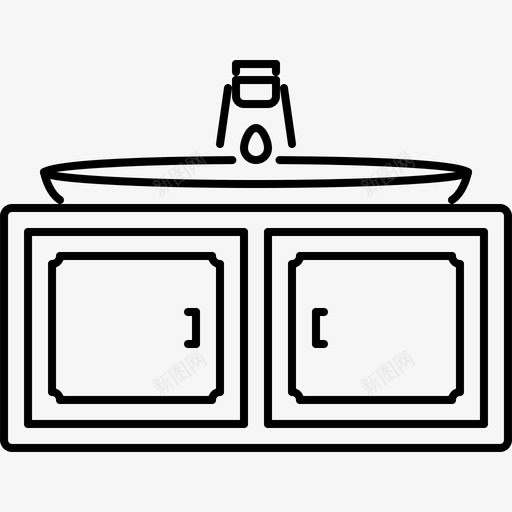 水槽橱柜家具图标svg_新图网 https://ixintu.com 家具 家具轮廓64x64 房屋 橱柜 水 水槽