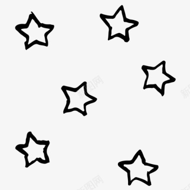 星星夜晚素描图标图标