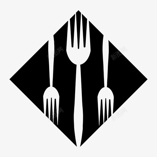 钻石上的叉子吃饭餐厅图标svg_新图网 https://ixintu.com 吃饭 钻石上的叉子 餐厅 餐桌布置