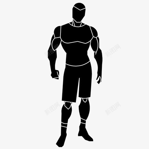 肌肉男运动健身图标svg_新图网 https://ixintu.com 人二维黑色 体重 健康生活 健身 强壮肌肉男 肌肉男 运动