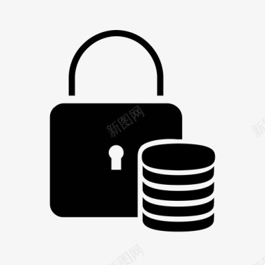 锁定数据库受保护数据库安全数据图标图标