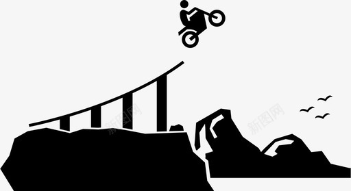 自行车特技自行车飞行图标svg_新图网 https://ixintu.com 坡道 摩托车 摩托车越野 极限运动和冒险 自行车 自行车特技 飞行