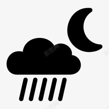 夜间强阵雨夜间阵雨云朵图标图标
