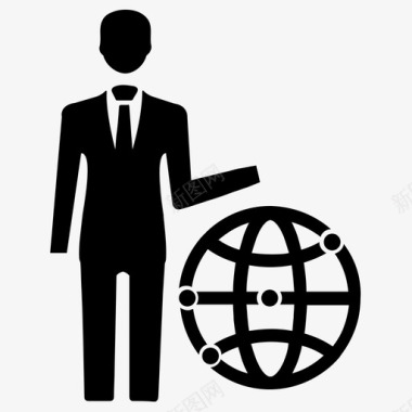 全球业务商人全球通信图标图标