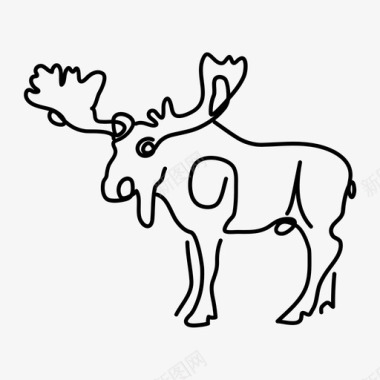 驼鹿动物手绘图标图标