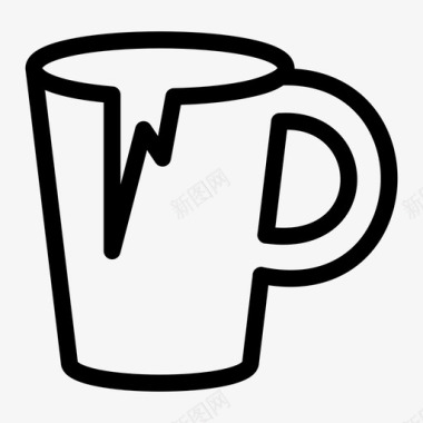 破裂的杯子破碎的咖啡图标图标