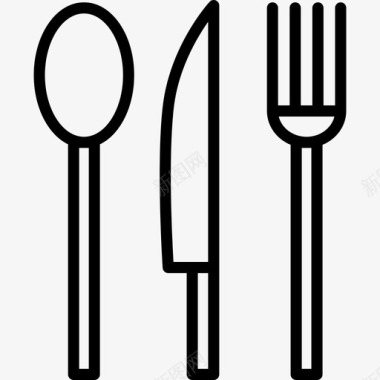 银餐具饮料和食物边界颜色图标图标