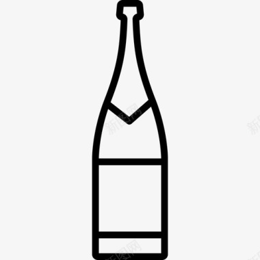 香槟瓶饮料和食物边界颜色图标图标