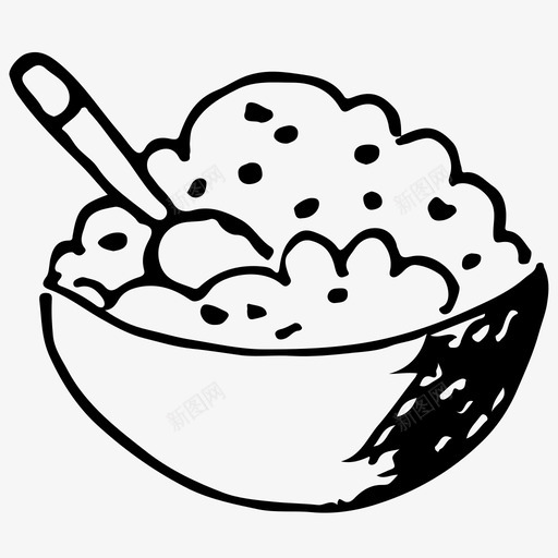 粥早餐食物图标svg_新图网 https://ixintu.com 早餐 米饭 粥 素描 食物