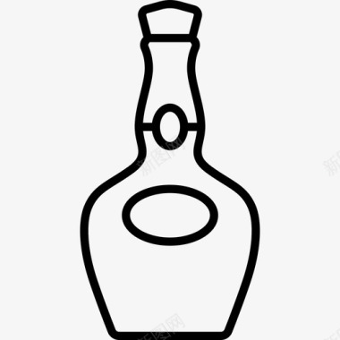 干邑瓶饮料和食品边界颜色图标图标