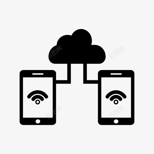 云网络云服务器数据传输图标svg_新图网 https://ixintu.com wifi 云服务器 云网络 手机 数据传输 无线 网络和通信填充