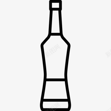威士忌瓶饮料和食物边界颜色图标图标