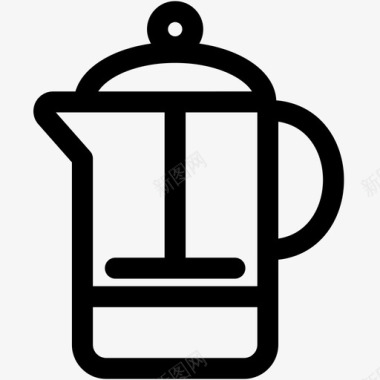 法式印刷机咖啡机壶图标图标