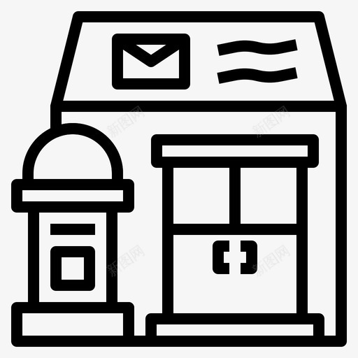 邮局建筑盒子图标svg_新图网 https://ixintu.com 信件 地标 建筑 盒子 邮局