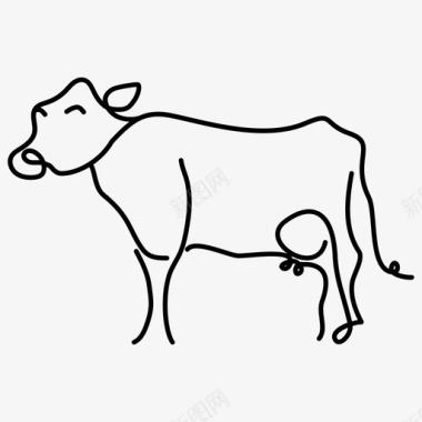 牛动物手绘图标图标