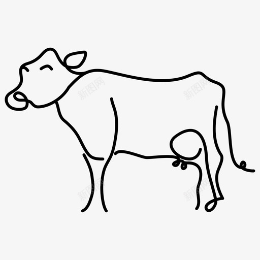 牛动物手绘图标svg_新图网 https://ixintu.com 动物 动物画 单线 手绘 牛
