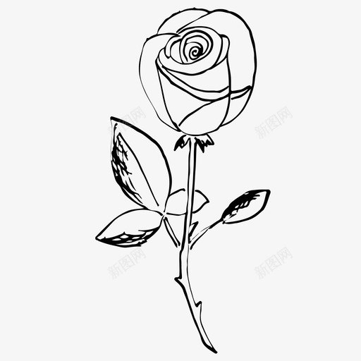 玫瑰花爱图标svg_新图网 https://ixintu.com 爱 玫瑰 玫瑰纹身 素描 自然 花