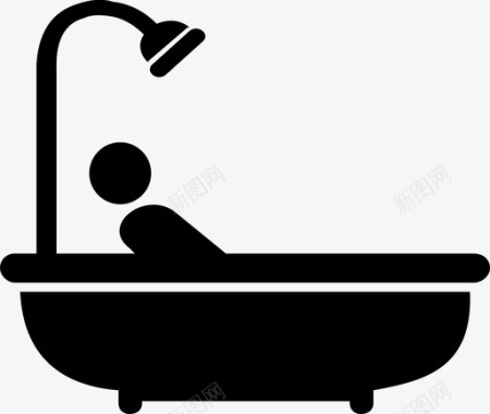 浴缸个人卫生淋浴图标图标