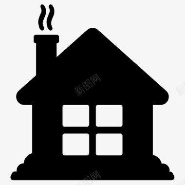 房子烟囱壁炉图标图标