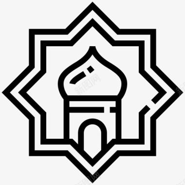 伊斯兰斋月建筑图标图标