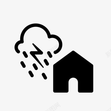 房子和雷雨家天气图标图标