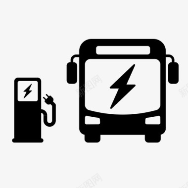 电动巴士充电基础设施图标图标