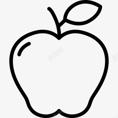 带叶苹果果饮料和食物边缘颜色图标图标