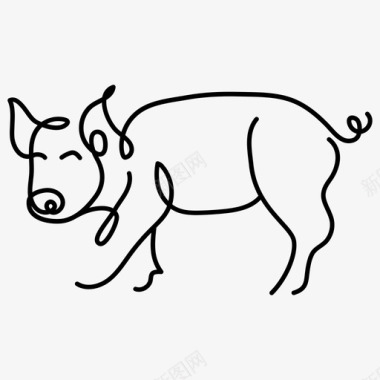 猪动物手绘图标图标