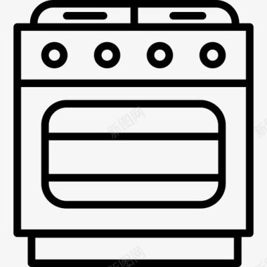 厨房烤箱饮料和食物边框颜色图标图标