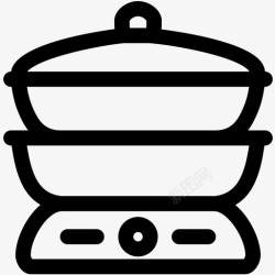 厨具轮廓蒸锅烹饪厨房图标高清图片
