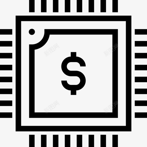 数字货币货币美元图标svg_新图网 https://ixintu.com 处理器 数字商务 数字货币 电子 电子商务 美元 货币