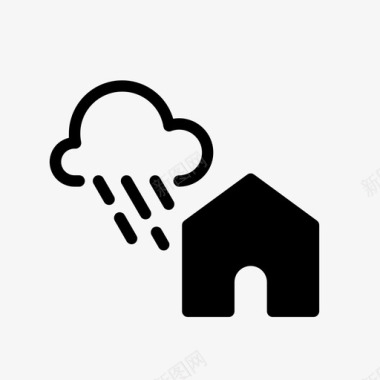 房子和雨家下雨图标图标