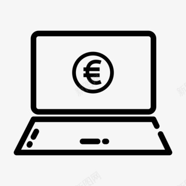 笔记本电脑欧元钱图标图标
