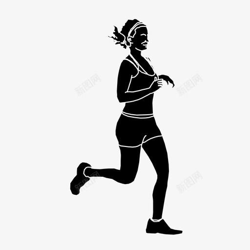 跑步锻炼健康生活图标svg_新图网 https://ixintu.com 人物 人物2d黑色 健康生活 跑步 运动 锻炼