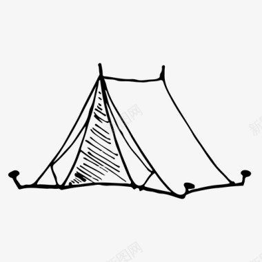 帐篷素描旅游图标图标
