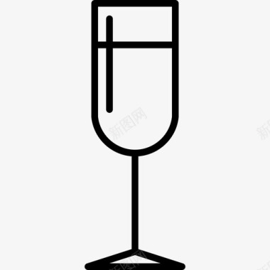一杯白葡萄酒饮料和食物边缘颜色图标图标
