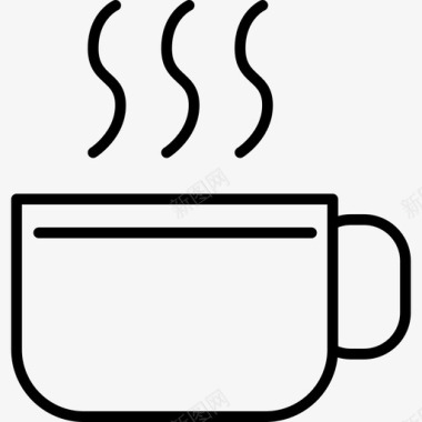 茶杯饮料和食物边界颜色图标图标