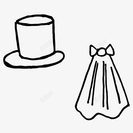 帽子和面纱刚结婚婚礼图标svg_新图网 https://ixintu.com 刚结婚 婚礼 帽子和面纱 粗略的图标