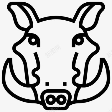 野猪动物头图标图标