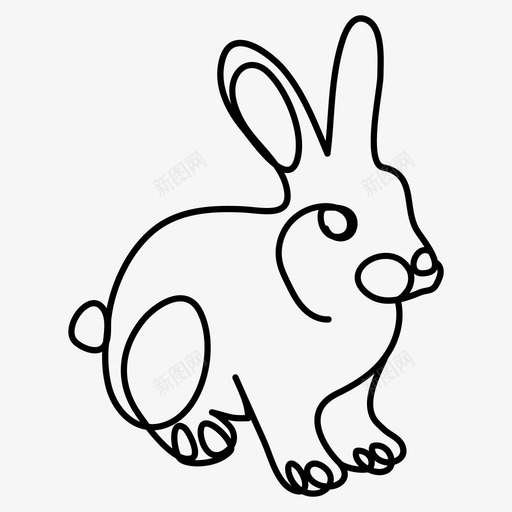 兔子动物手绘图标svg_新图网 https://ixintu.com 兔子 动物 动物画 单线 手绘