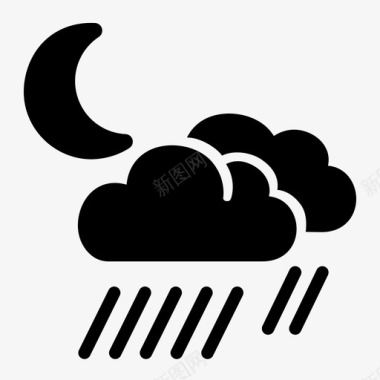 大雨之夜云彩天气图标图标