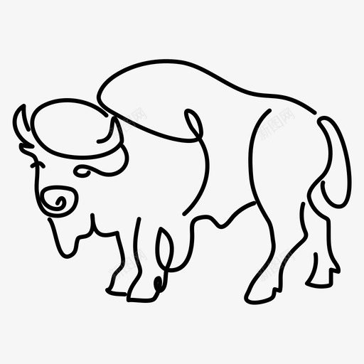 水牛动物手绘图标svg_新图网 https://ixintu.com 动物 动物画 单线 手绘 水牛