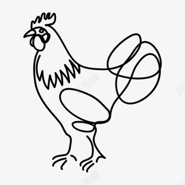 鸡肉动物手绘图标图标