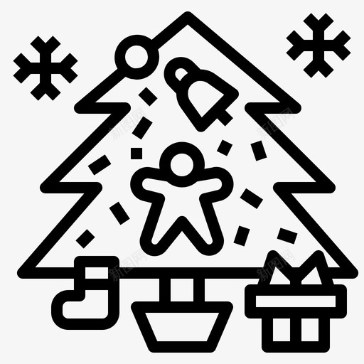 圣诞树礼物雪花图标svg_新图网 https://ixintu.com 圣诞树 庆典和派对 礼物 雪花
